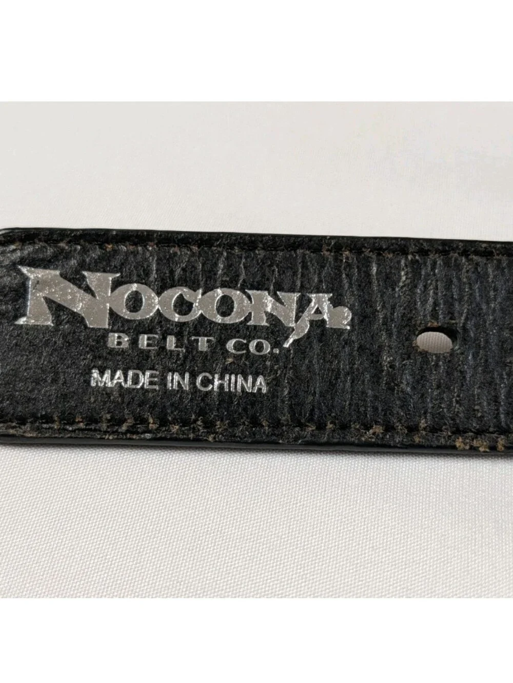 Nocona Belt Size 28 Brown Black Leather Western Woven Aztec Inlay Silver Concho